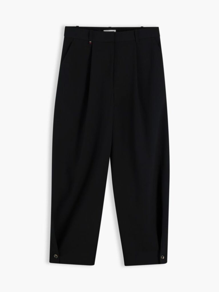 Black Travel Button Cuff Barrel Trousers  Women