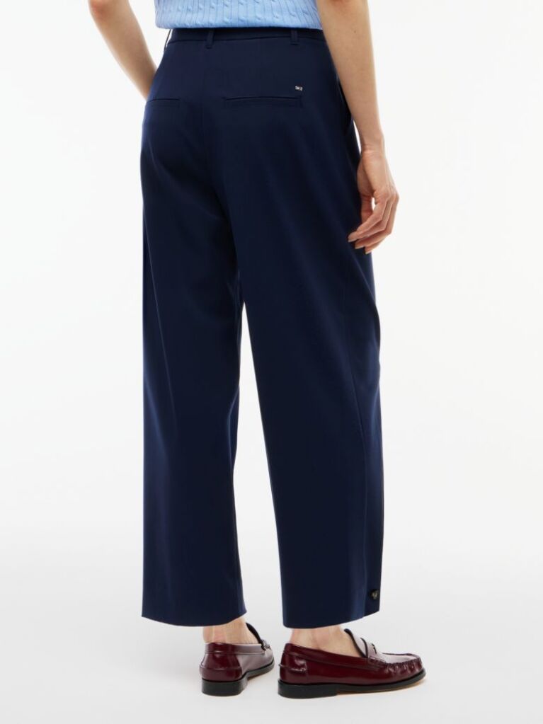 Blue Travel Button Cuff Barrel Trousers  Women