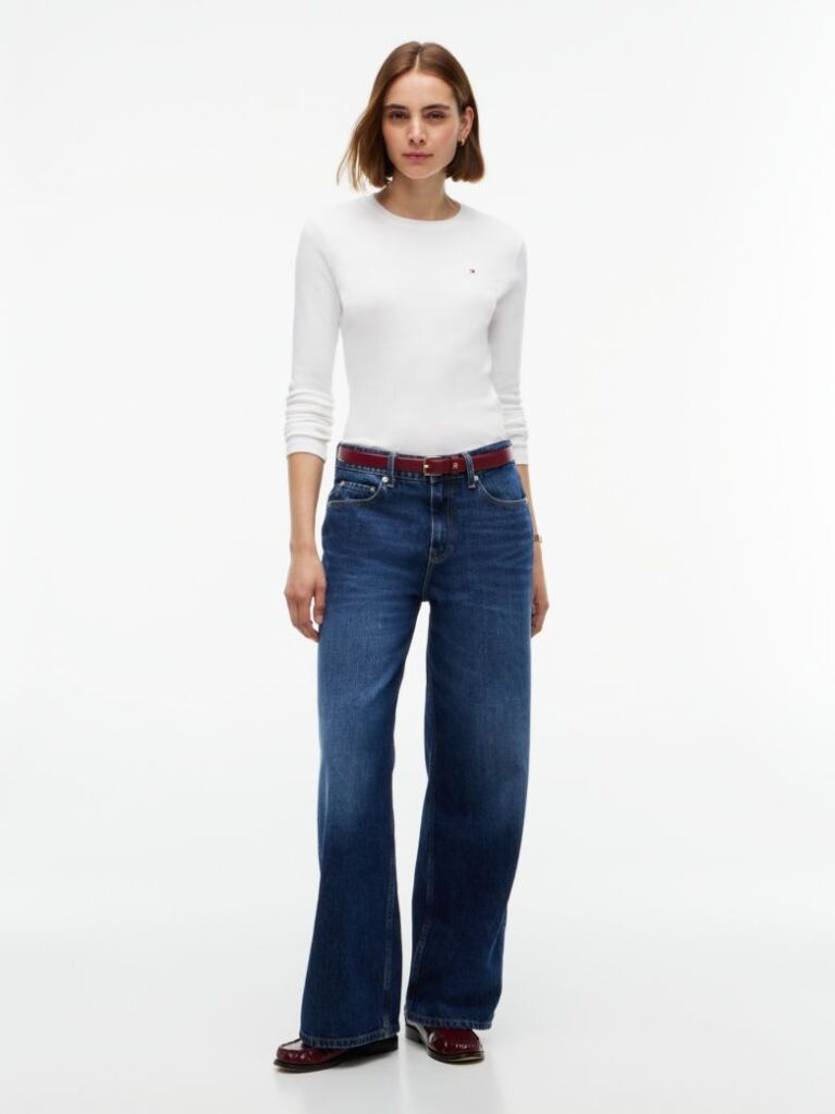 Beige Slim Crew Neck Long Sleeve T-Shirt  Women