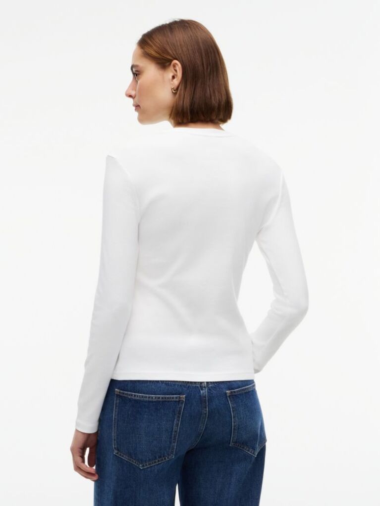Beige Slim Crew Neck Long Sleeve T-Shirt  Women
